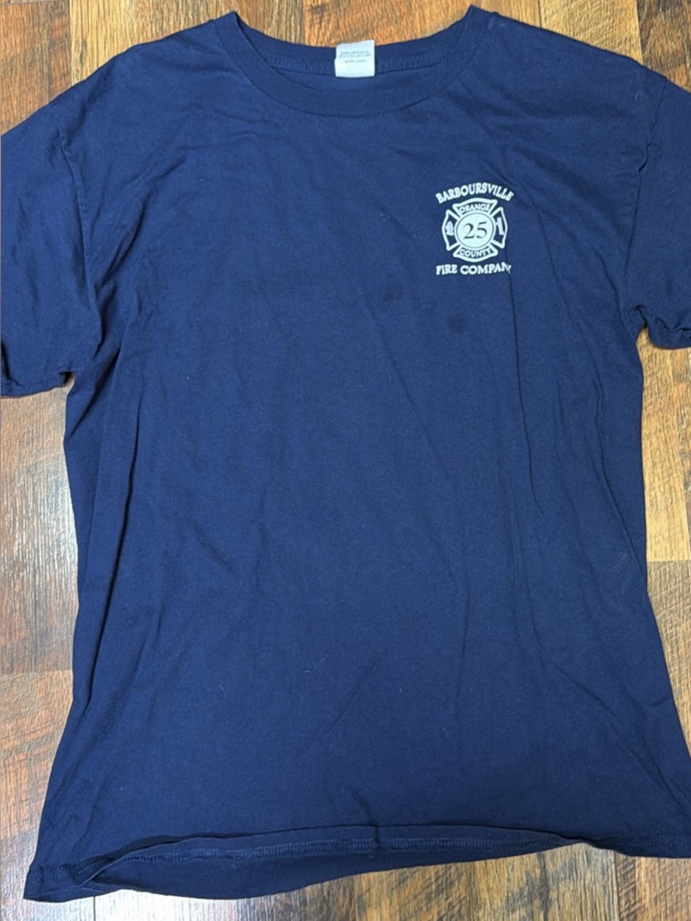 Hanes Navy Short-Sleeve Tee with Small Front Fire Company Emblem